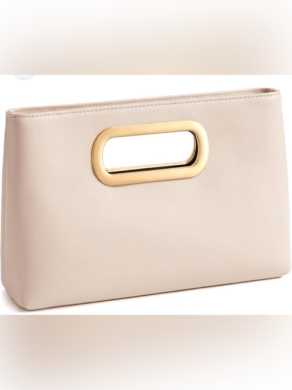 Call It Spring Cream Wristlet Clutch with Gold Handle